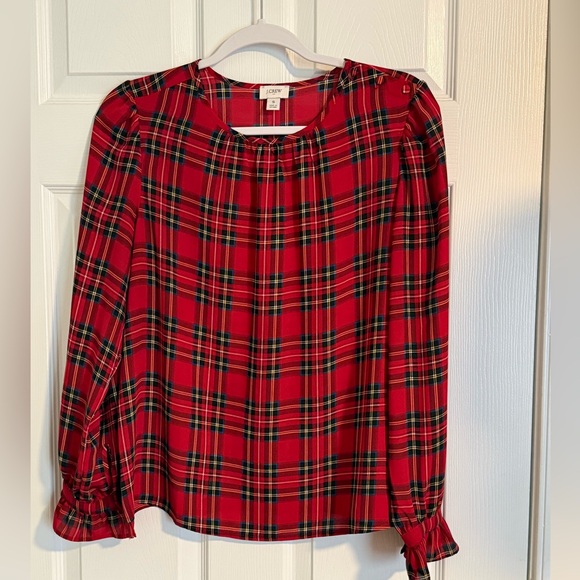 J. Crew Tops - J. Crew Red Plaid Long-Sleeve Blouse - Size S